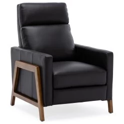 Reed Leather Push Back Recliner, Black