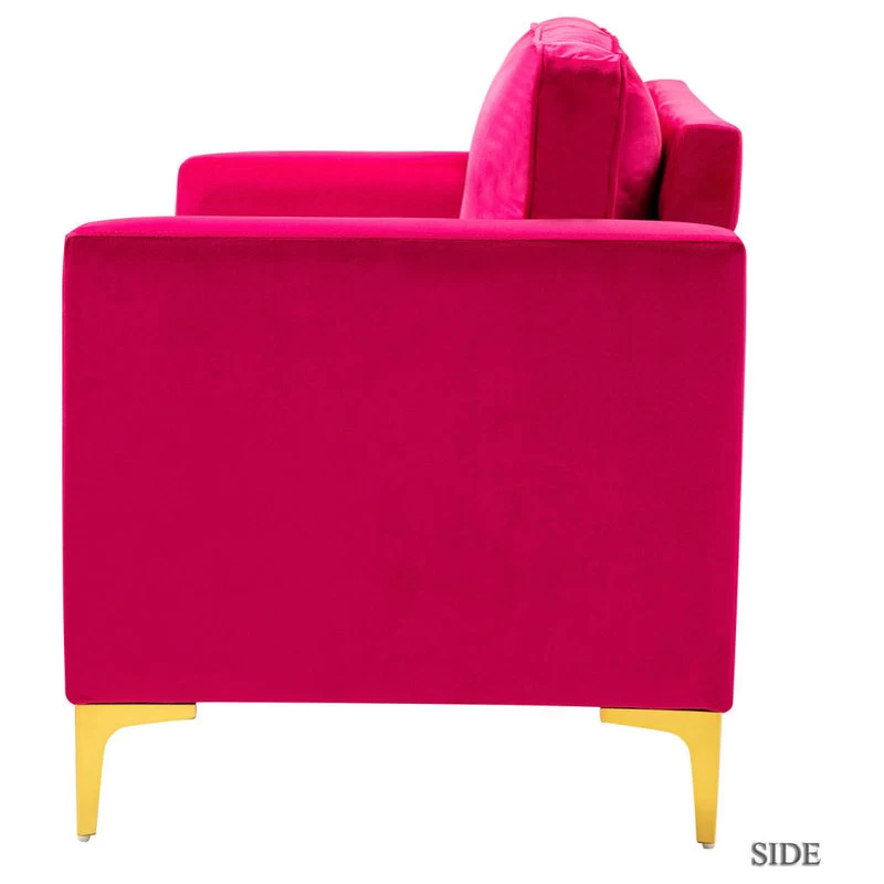 Upholstered Sofa With Loose Back, Fushia - Image 4