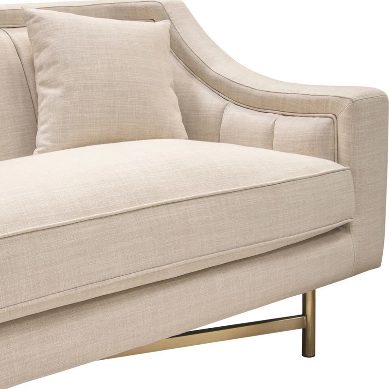 Diamond Sofa Croft Fabric Sofa, Sand Linen Fabric, Gold Metal Criss-Cross Frame - Image 4