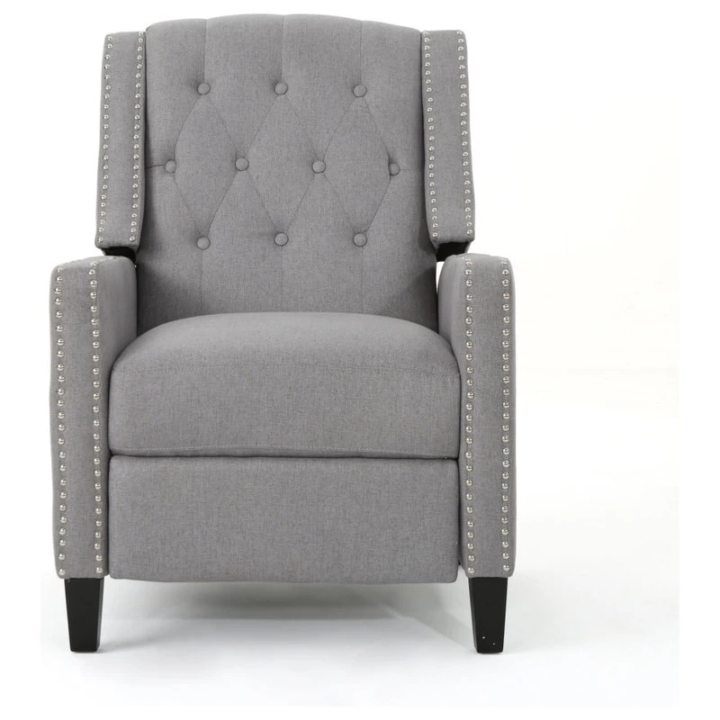 GDF Studio Izaak Tufted Back Fabric Recliner Chair, Light Gray - Image 5