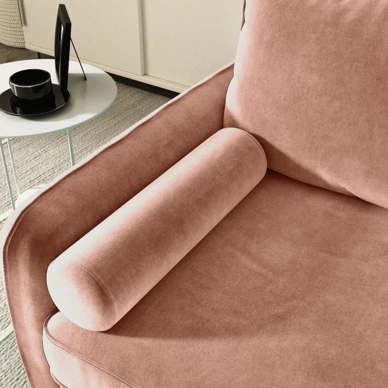 The Audrey I Velvet Round Arm Loveseat, Rose Pink - Image 4