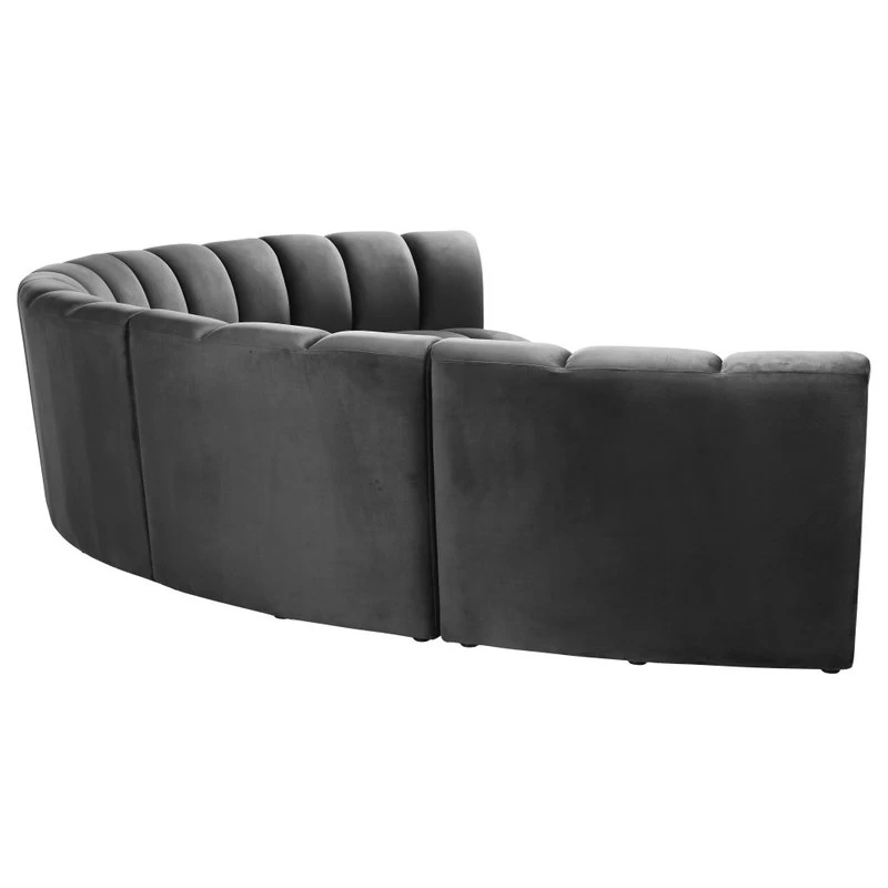 Infinity Channel Tufted Velvet Modular Chair, Gray, 6 Piece - Image 7