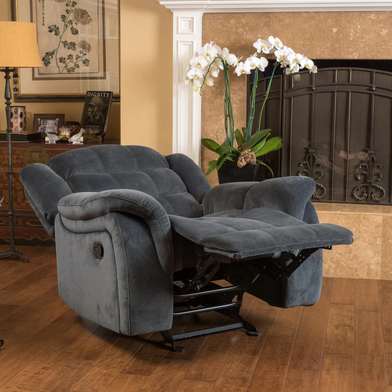 GDF Studio Emryka Gray Fabric Glider Recliner - Image 3
