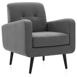 Hasting Arm Accent Chair Comfy Fabric Upholstered Tufted Single Sofa, Grey