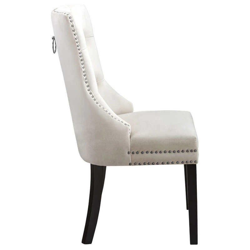 The Monarch Dining Chair, Cream, Velvet, Set Of 2 - Image 3