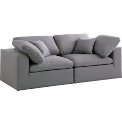 Serene Down Filled Cloud-Like Comfort Modular Sofa, Gray, 2-Seater
