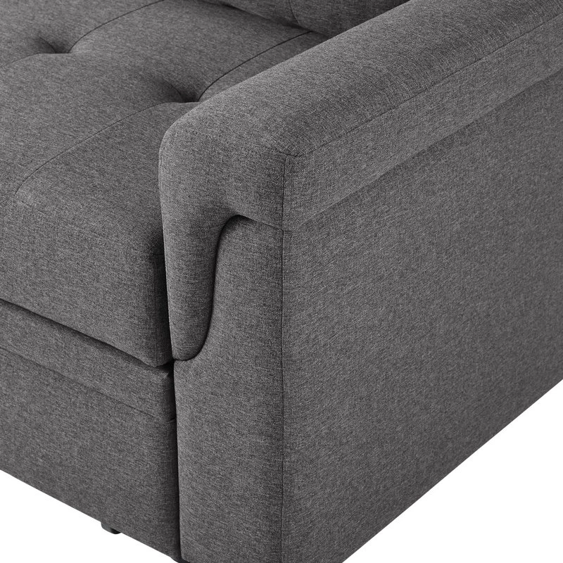 Lucca Linen Reversible Sleeper Sectional Sofa, Steel Gray - Image 8