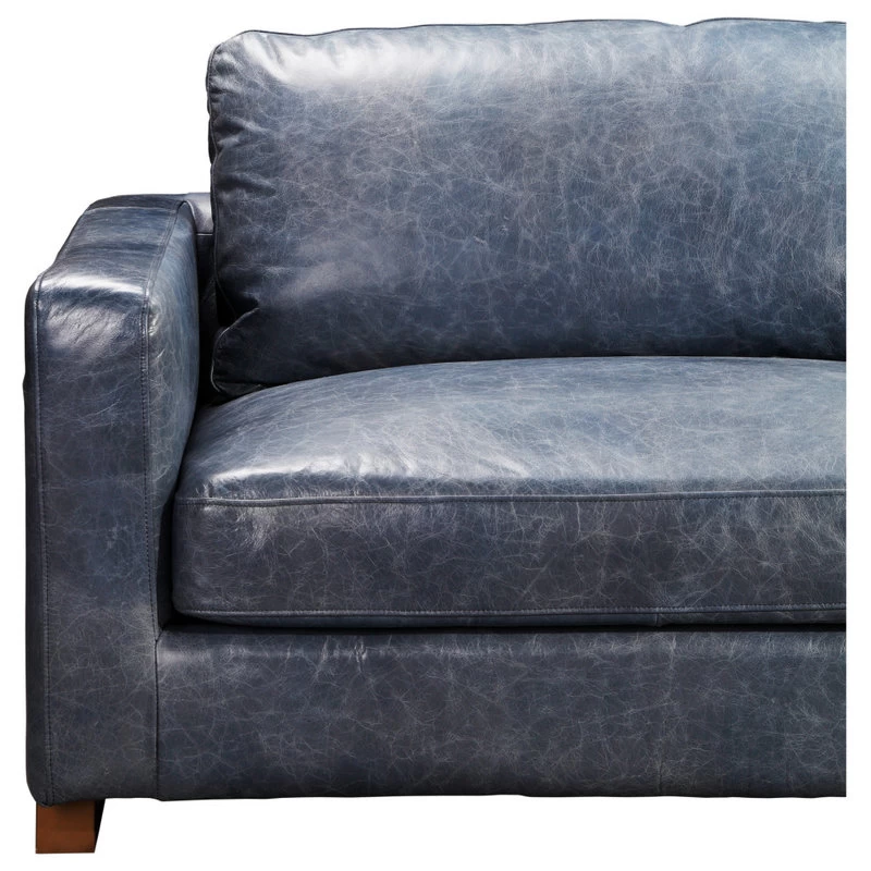 Moe's Home Collection Nikoly Contemporary Leather Sofa In Blue - Image 5
