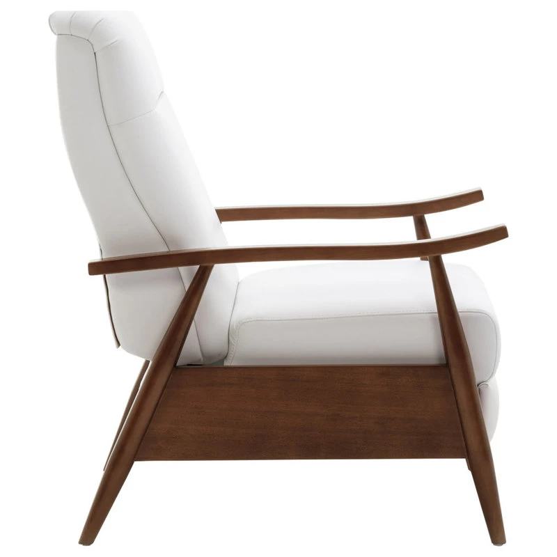 Solaris Wood Arm Push Back Recliner, Milky White - Image 4