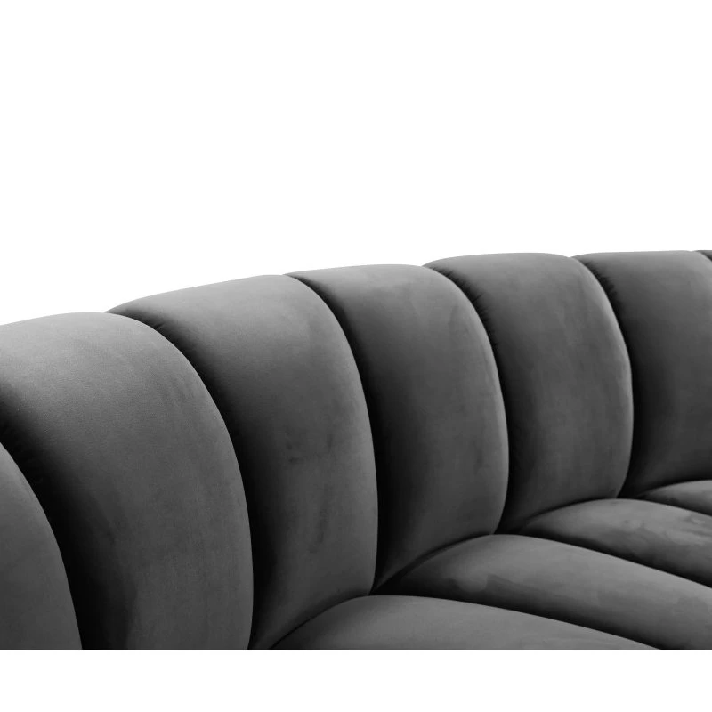 Infinity Channel Tufted Velvet Modular Chair, Gray, 6 Piece - Image 10