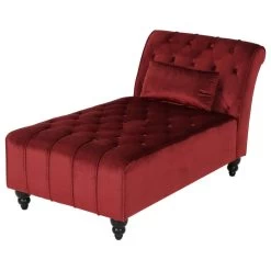 GDF Studio Rafaela Tufted New Velvet Chaise Lounge, Garnet