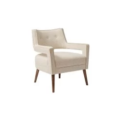 Madison Park Palmer Open Arm Chic Arm Chair, Cream
