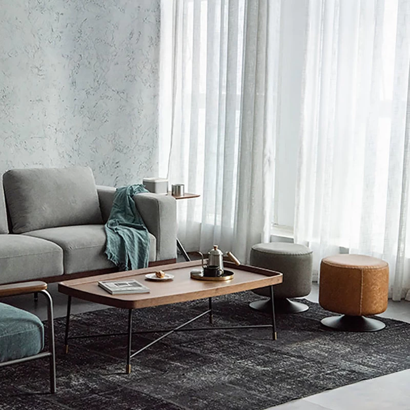 Swivel Ottoman Rotating Round Footrest 16" Upholstered PU Brown - Image 4