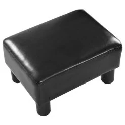 Costway Small Ottoman Footrest PU Leather Footstool Rectangular Seat Stool