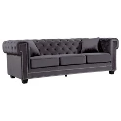 Bowery Velvet Sofa, Gray