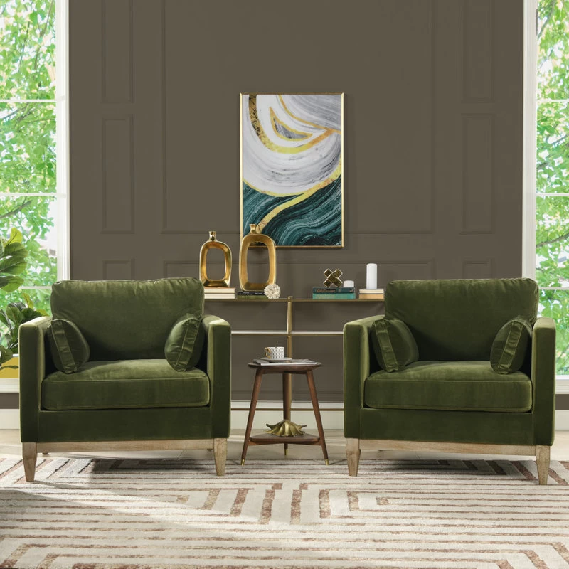 Knox 36" Modern Farmhouse Arm Chair, Olive Green Performance Velvet - Image 9