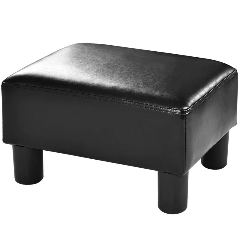 Costway Small Ottoman Footrest PU Leather Footstool Rectangular Seat Stool - Image 5