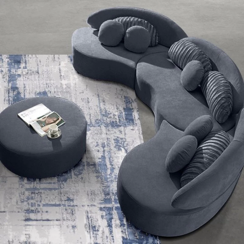 Modern 7-Seat Modular Sofa Velvet Upholstered Modular Sofa With Ottoman & Pillow - Image 5