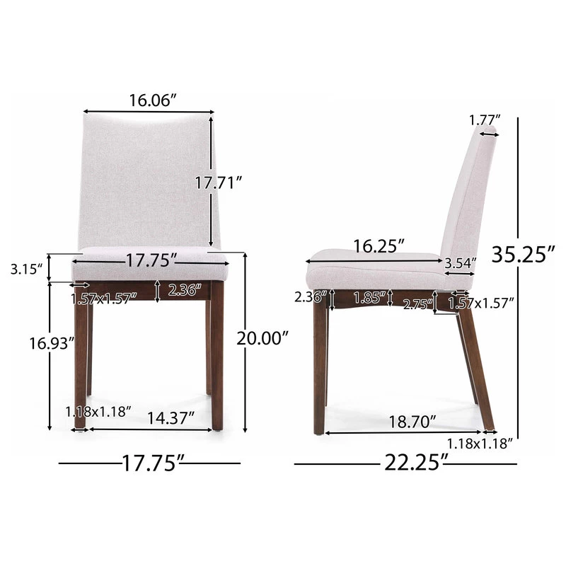 GDF Studio Gertrude Fabric & Wood Finish Dining Chairs, Set Of 2, Lightbeige/Wal - Image 3