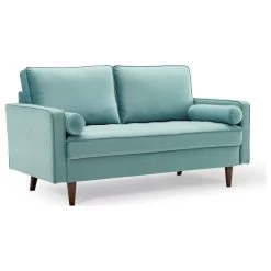 Valour Performance Velvet Loveseat, Mint