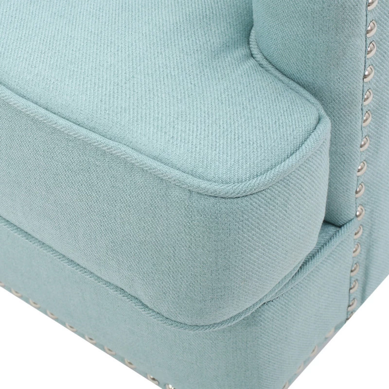 GDF Studio Madene Tufted Back Fabric/Microfiber Club Chair, Light Blue - Image 7
