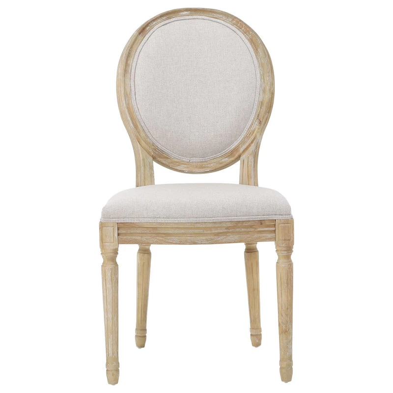 GDF Studio Phinnaeus French Country Fabric Dining Chairs (Set Of 2), Griege/Natural - Image 8