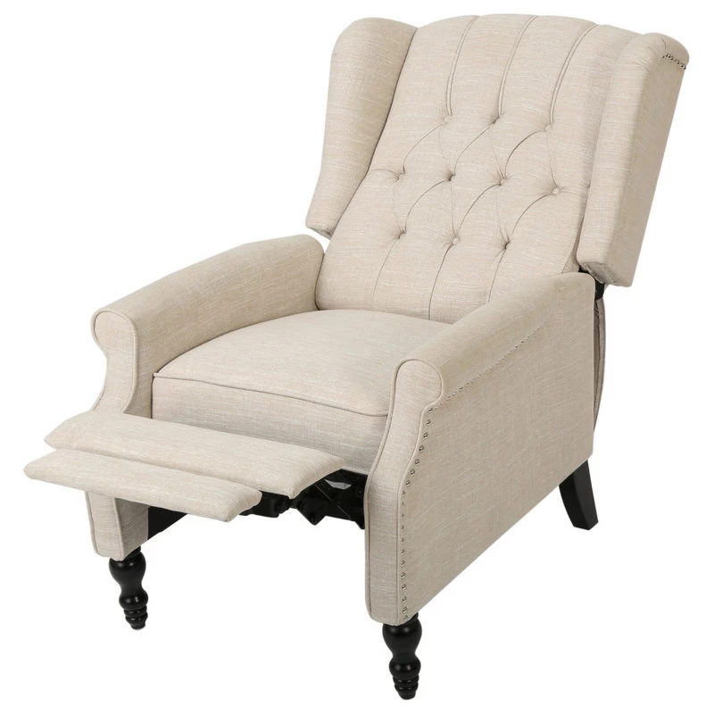 Xanthe Tufted Fabric Recliner, Set Of 2, Beige And Dark Brown - Image 3