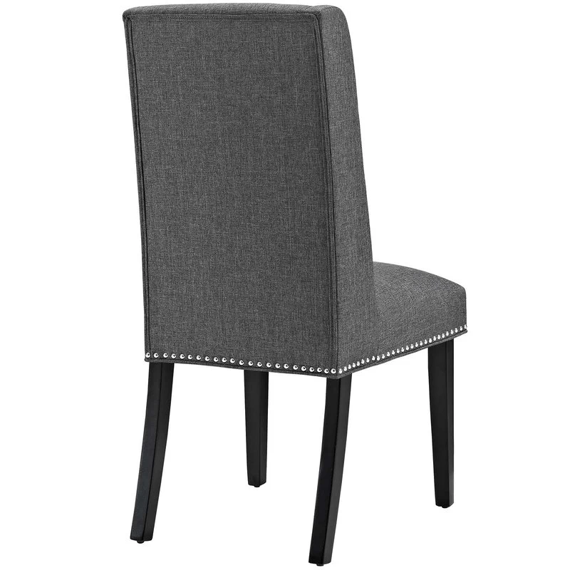 Baron Parsons Upholstered Fabric Dining Side Chair, Gray - Image 4