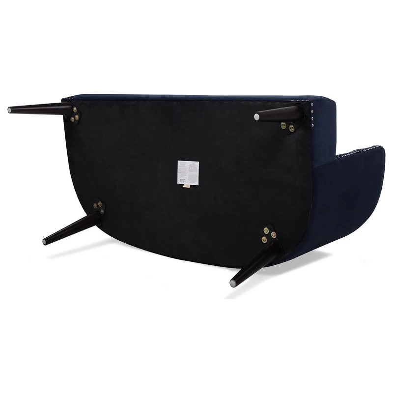 Celine Tufted Settee With Nailhead Accents, Dark Navy Blue - Image 12