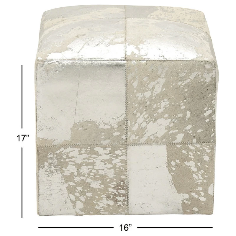 Contemporary White Leather Stool 95945 - Image 4