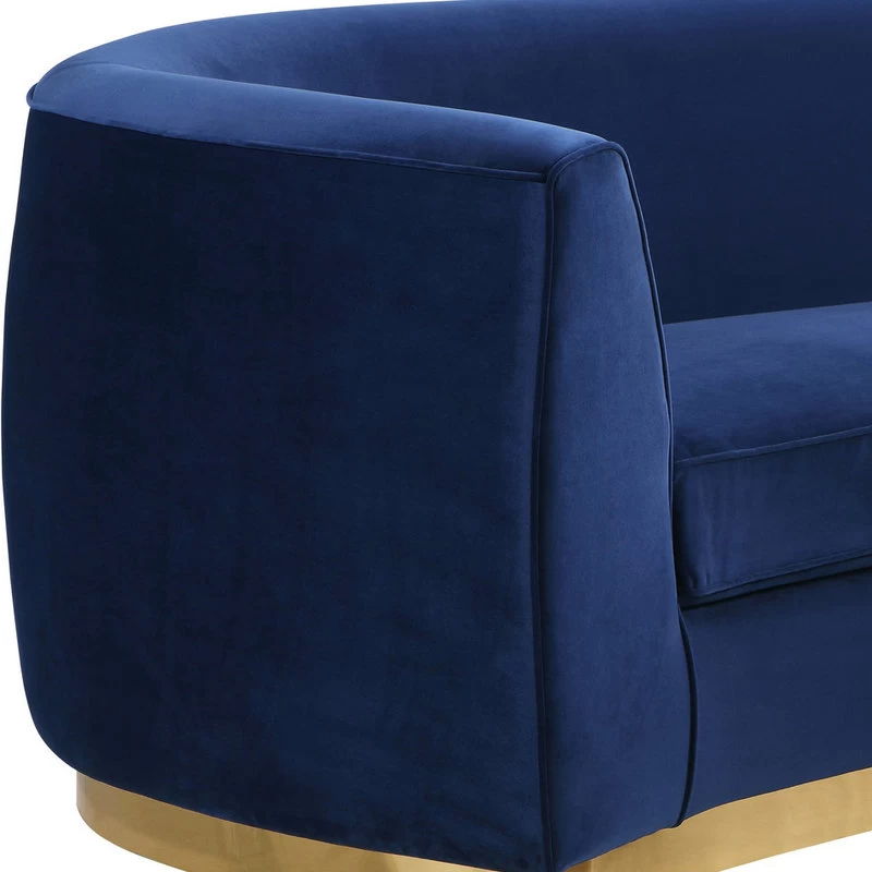 Julian Velvet Loveseat, Navy, Gold Base - Image 4