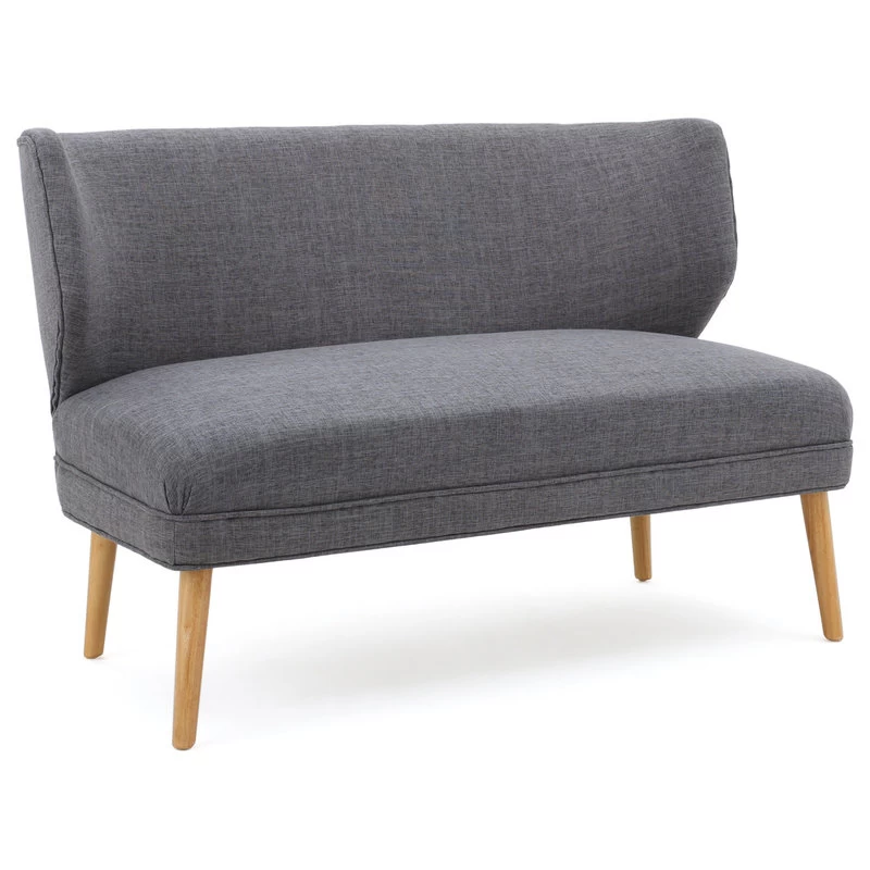 GDF Studio Dumont Mid Century Modern Fabric Loveseat Sofa Settee, Light Gray - Image 10