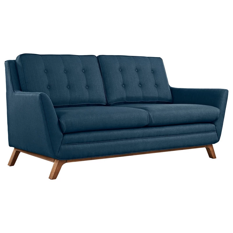 Beguile Upholstered Fabric Loveseat, Azure - Image 4