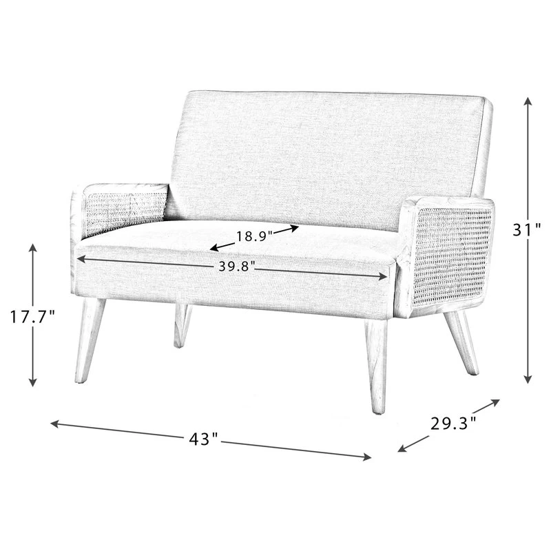Wicker Arm Loveseat, Yellow - Image 10