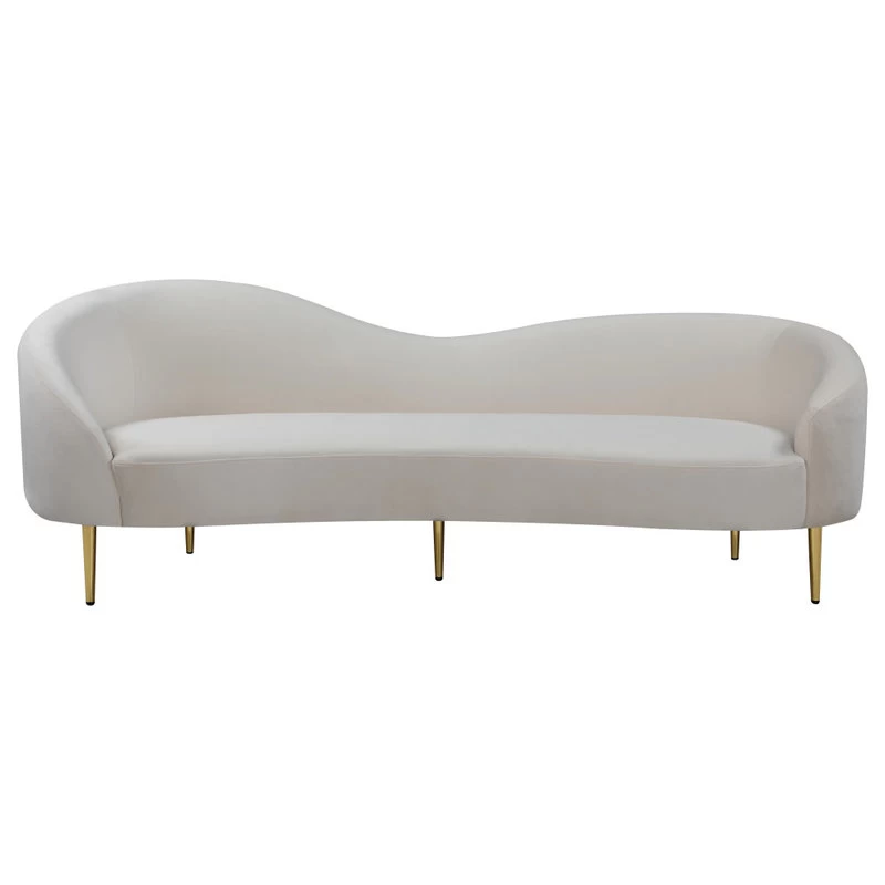 Ritz Velvet Sofa, Cream - Image 3