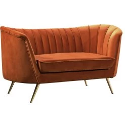 Margo Cognac Velvet Loveseat, Cognac