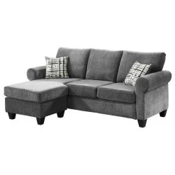 Lexicon Desboro Reversible Chenille Fabric Sectional With Chaise In Gray