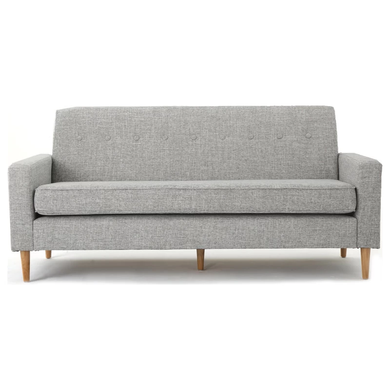 GDF Studio Stratford Mid Century Modern Fabric 3-Seat Sofa, Light Gray Tweed - Image 4