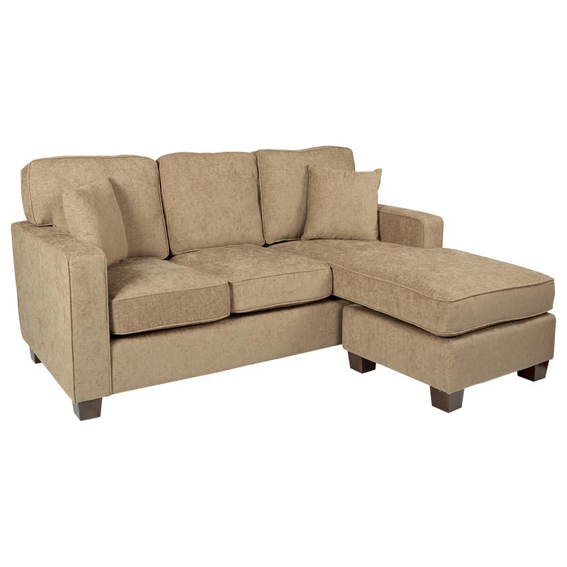 Russell Sectional, Earth Fabric With 2 Pillows And Coffeeed Legs