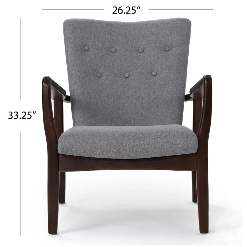 GDF Studio Suffolk French Style Fabric Arm Chairs, Gray, Set Of 2 - Image 3