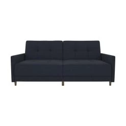DHP Andora Coil Linen Convertible Sleeper Sofa In Navy Blue