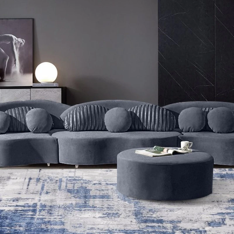 Modern 7-Seat Modular Sofa Velvet Upholstered Modular Sofa With Ottoman & Pillow - Image 3