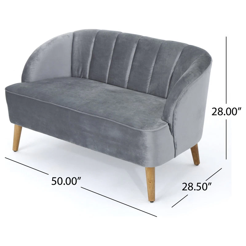 GDF Studio Scarlett Modern New Velvet Sofa, Pewter - Image 3