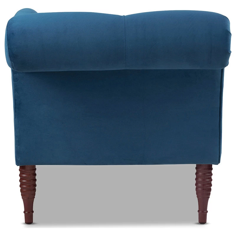 Samuel 66" Tufted Chaise Lounge, Right-Arm Facing, Satin Teal Blue Velvet - Image 6