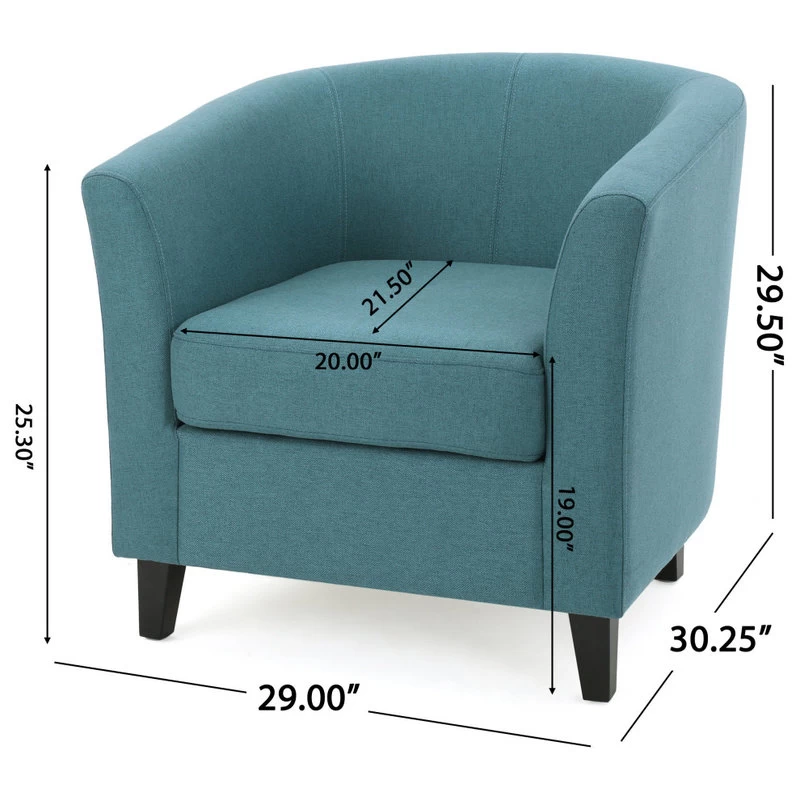 GDF Studio Prescott Tub Design Club Chair, Dark Teal Fabric - Image 3