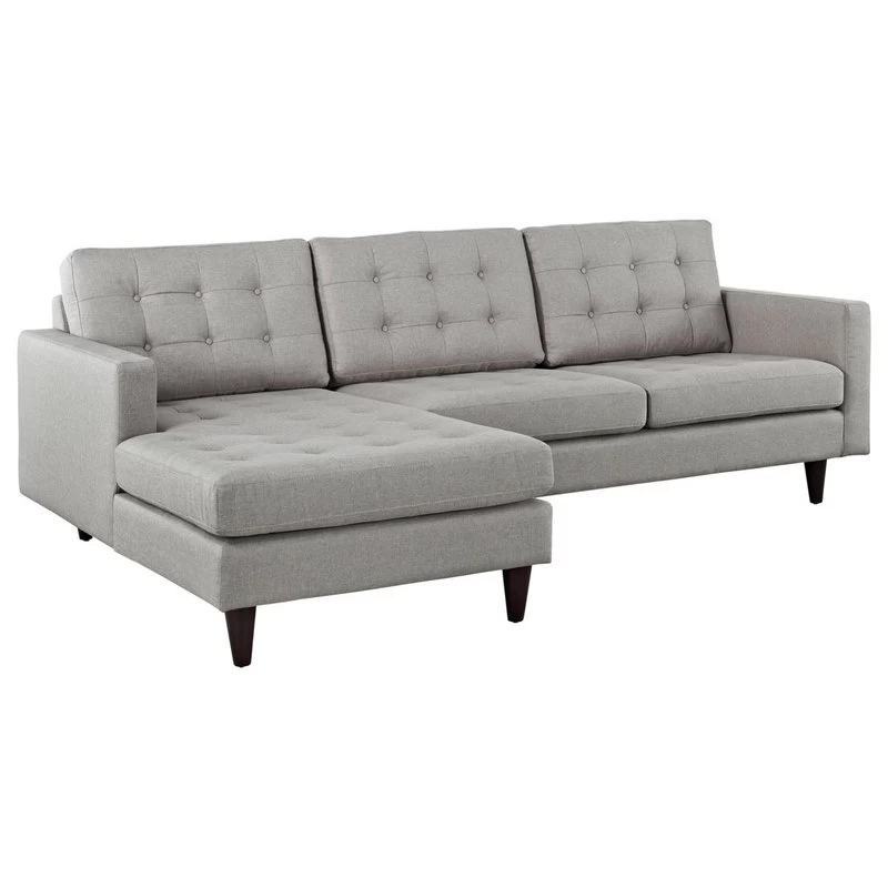 Empress Left-Facing Upholstered Fabric Sectional Sofa, Light Gray - Image 9
