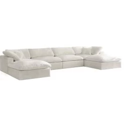Cozy Cloud-Like Comfort Modular 4-Seater Sectional And 2 Ottomans, Cream