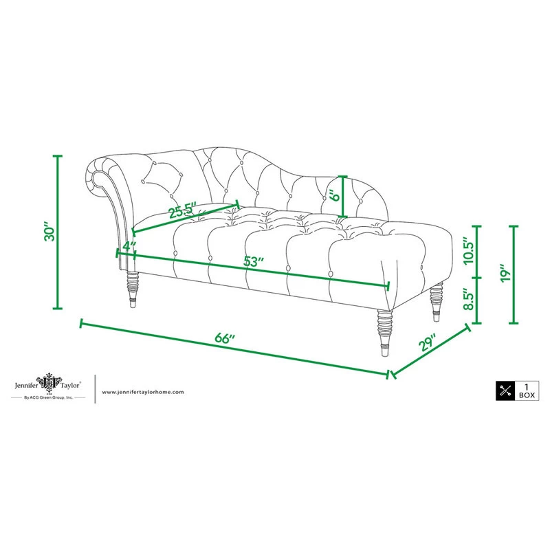Samuel 66" Tufted Chaise Lounge, Right-Arm Facing, Satin Teal Blue Velvet - Image 13