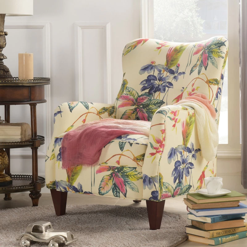 Paradise Upholstered Armchair, Tropical Floral Beige - Image 3