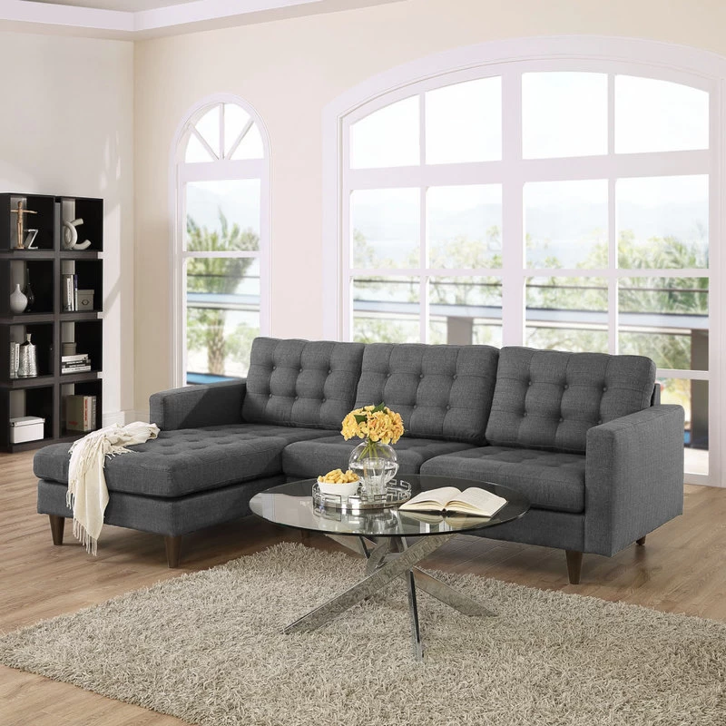 Empress Left-Facing Upholstered Fabric Sectional Sofa, Gray - Image 5